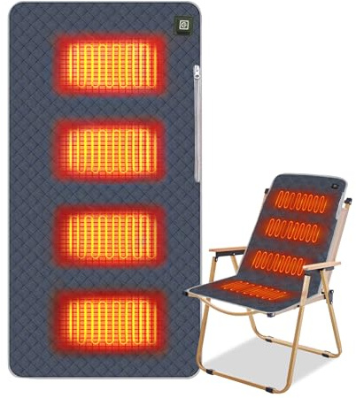 Beheiztes Sitzkissen, 45 * 90 cm Elektrisches Heizkissen mit 3 Heizstufen Tragebar USB 5V Heizsitzkissen Elektrisch Beheizbare Heizkissen Wärmekissen für Stadion, Camping, Outdoor (Marineblau)