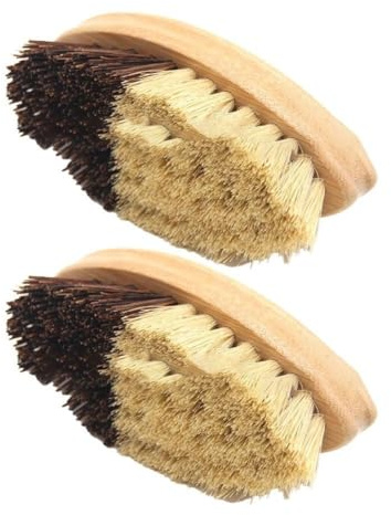 Paquete de 2 cepillos de madera para verduras con cerdas de sisal para fregar patatas, zanahorias y verduras de raíz