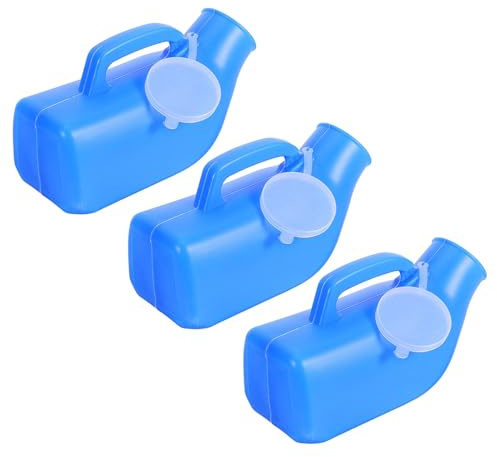 GANAZONO Lot de 3 Urinoirs Portables pour Hommes 1200 Ml, Anti-déversement, Étanches, en Plastique Hygiénique, Couleur Bleue, Urinoirs de Voyage Chevet pour Voiture, Soins aux Personnes