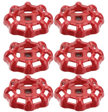 Rotes Eisen Handrad für Absperrventil, 6 Stück | Flachboden Design, Lackierte Oberfläche, Wasserrohr Handrad für Einfache Bedienung