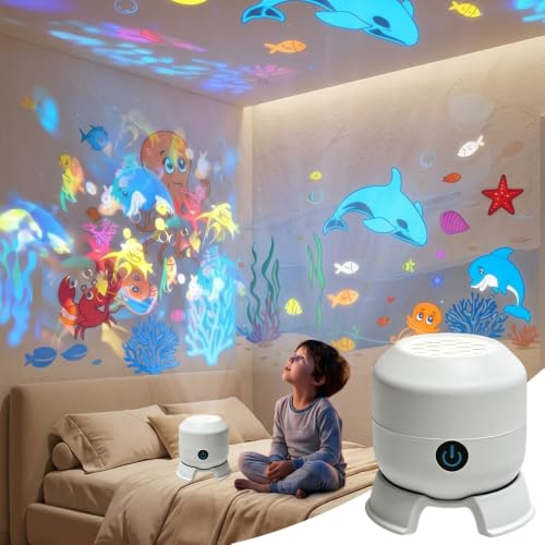 Agarte Dynamic Rotating LED Projector Light, Rechargeable 360 Colorful Rotating Projection Light, Adjustable Brightness Dynamic Ambient Light Strip Base, LED Atmosphere Lamp for Bedroom, Home Theater