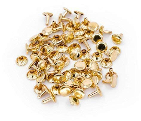 Trimming Shop Bronze, 100 Sets of 8mm Double Cap Rivets, Tubular Metal Studs for DIY Projects, Leather Crafting, Sewing & Clothing Repair - 8mm x 7mm Rivets for Crafts & Repairs