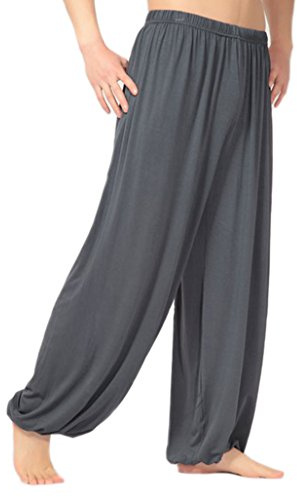 MESHIKAIER Pantaloni harem da uomo super morbidi, pantaloni per il tempo libero, pantaloni larghi, pantaloni da yoga, pantaloni sportivi per 4 stagioni, GrigioScuro , L