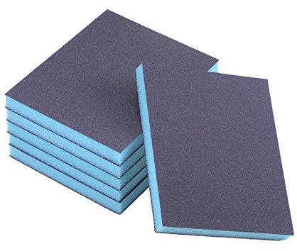 sourcing map 6 Stück Schleifschwamm 220 Körnung Doppelseitiges Schleifpapier, Wiederverwendbares Nass- und Trockenschleifpad für Holz, Metall, Wand, Lack, Stahl, Blau