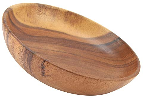 Regun Cuenco de madera de acacia maciza, Ensaladera de Madera, Cuencos de madera Hecho a mano, para ensalada, sopa, arroz, fruta, postre, merienda (20 * 4,5 cm)