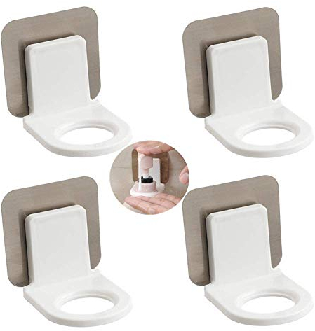 Soporte Para Dispensador De Botella De Bomba, Desinfectante Para Manos Estante Colgante Etiqueta De Pared Gel De Ducha Soporte Para Botella De Champú Gancho Para Desinfectante De Manos, Paquete De 4
