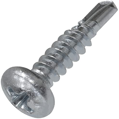 AERZETIX - Juego de 100 - Tornillo para chapa Autoperforante - Cabeza cilíndrica abombada - Ø4.2x19mm - DIN 7504 N - Acero galvanizado - Huella Cruciforme - Bricolaje - Renovación - C44720