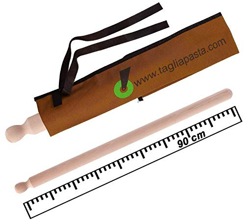 Mattarello in Legno di Faggio con Custodia in Cotone Ecologico | Lunghezza 90 CM e Diametro 4.2 CM | Mattarello Stendi Pasta Fresca | qualità Tagliapasta.Com | Made in Italy