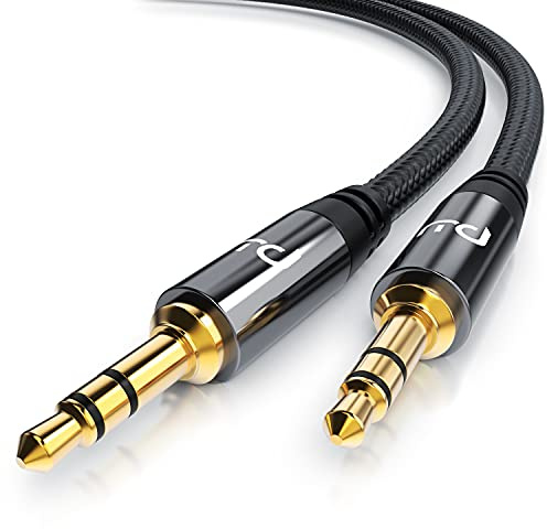 CSL - AUX Klinkenkabel 5m mit Nylonmantel - Klinke auf Klinke 3,5 mm - Audiokabel - kompatibel mit Smartphones, MP3 Player, Tablet PCs, Echo Dot, Stereoanlage, Autoradio uvm.
