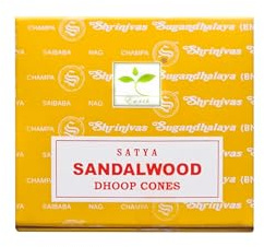Grenadine Boutique - SATYA Encens Cônes - 1 Boîte de 12 cônes Bois de Santal Sandalwood