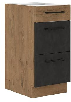 Kuechen-preisbombe Vigo Unterschrank 40 cm Eiche Lancelot Matera Grau Küchenzeile Soft-Close Küche