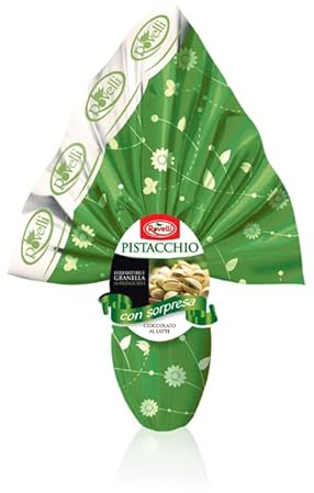 Uovo di pasqua Rovelli Cioccolato al Latte con Granella di Pistacchio 400 gr con sorpresa