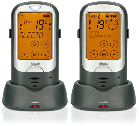 Alecto DBX68GS - Babyphone - Babyfon mit 1km Reichweite - Wiederaufladbare Eltern-Baby-Einheit - Touchscreen - Anthrazit/Schwarz