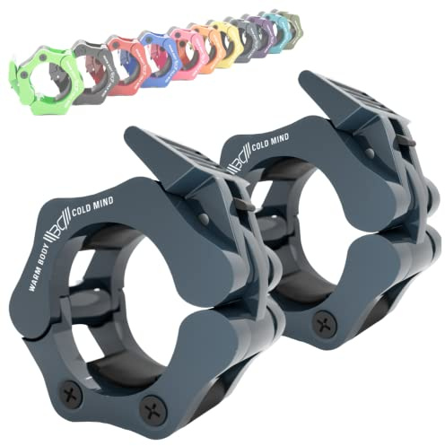 WARM BODY COLD MIND Renforcé Clips Barre Olympique - Stop Disque 50mm - pour Haltérophilie Fitness Gym Accessoires Musculation, Barbell Clamps, Pince barre de Musculation, Colliers D’ Halteres Collars