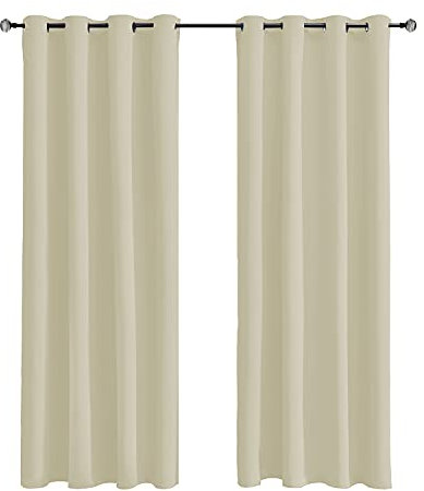 Tenger Home - Cortina opaca para dormitorio con ojales, 1 pieza (70 x 120 cm), color blanco