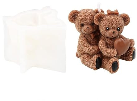Xidmold 3D Bär Silikonform Tier Bär Kerzenform Seifenform, Bär Silikon Backform Kuchenform für Fondant, Tortendeko, Schokolade, Seife, Sojawachs Kerzen, Handwerk (C)