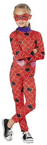 Rubies Ladybug Kostüm für Mädchen, Green Collection, nachhaltig, bedruckter Jumpsuit und Maske, offizielles Miraculous Ladybug für Karneval, Halloween, Weihnachten und Geburtstag