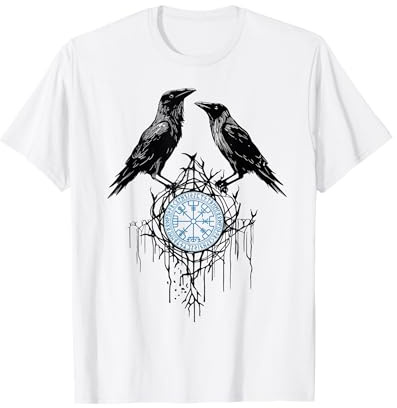 Walhalla Rabe Raben Odins Runen Nordischer Kompass Wikinger T-Shirt