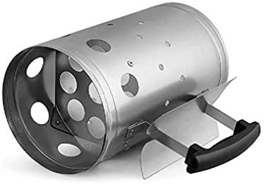 Optimal Products Barbecue Chimney Starter Quick Start BBQ Grill Charcoal Burner Food Coal Lighter UK, Silver (12345)