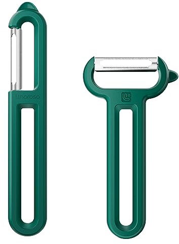 Linoroso 2PCS Sparschäler Kartoffelschäler Gemüseschäler Schäler Glatte und Gezackte Klinge, Schälen von Obst und Gemüse Bieten Schärfe Geschmeidigkeit und Einen Bequemen Griff - Grün