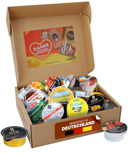 Genussleben® Frühstücksbox Konfitüre Honig Wurst Frischkäse Mix 800g | Perfekt portioniert | ideal für Büro & unterwegs | herzhaft-süßer Genussmix | praktische Einzelportionen | tolle Geschenkidee