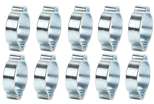 Konrunppy 10 Stück Edelstahl-Schlauchschellen, Doppelohrschellen, verstellbare Schlauchhalteklammern (3-5mm)