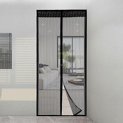 Albert Austin Magnetic Fly Screen for Doors Easy Installation Wind Resistant with Secure Magnetic Seal Closure Durable Nylon Mesh Dust Insect Blocker Door Fly Screen Curtain Keeping Bugs Out (Black)