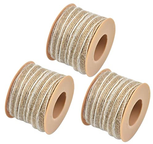 3 Rollen Juteband Schmal, Schleifenband Jute Dünn, 5mm Breite Bastelband, 10 Meter pro Rolle, Vintage Dekoband für Geschenkverpackung Ostern Hochzeit Weihnachten Handwerk