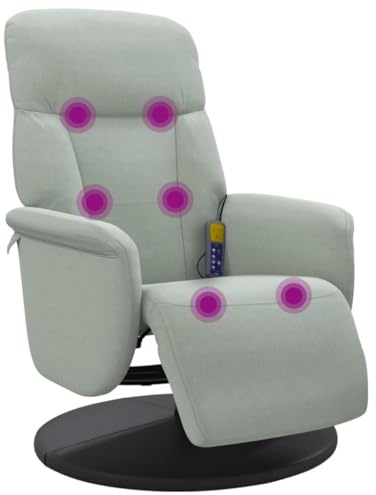 vidaXL Massagefåtölj med fotstöd ljusgrå sammet