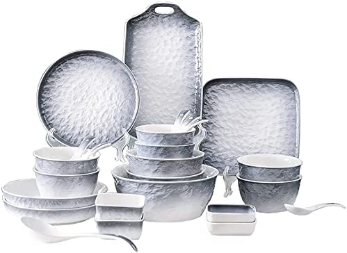 Juego de platos y tazones de porcelana, juego de platos de 44 piezas, platos de cerámica creativos para el hogar, combinación de vajilla de lujo ligera
