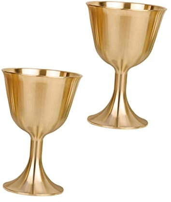 Alipis 4pcs Luxury Brass Chalice Cup Elegant Table Goblet Auspicious Cup for Decor Wine Glasses Desk