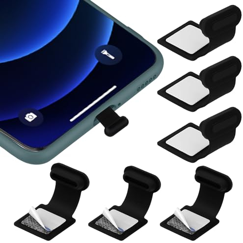 Amabro Lot de 6 Bouchons Anti Poussière USB C, Protecteur de Capuchon de Connexion USB C, Cache Prise Anti Poussière en Silicone pour Téléphones avec Port de Charge USB Type C (Noir)