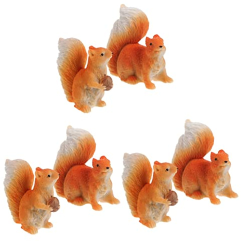 Supvox 6stücke Miniatur Squirrel Figuren Für Bonsai-Dekoration Handgefertigte Resin-skulpturen Für Garten Und Mikrolandschaften Wetterfest Und Für Pflanzgefäße Und Weihnachtsdeko