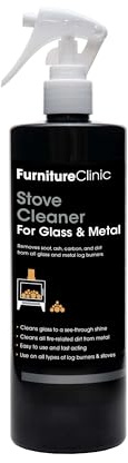 Nettoyant pour poêles en verre et en métal Furniture Clinic – Élimine la suie et la saleté des poêles en verre et à bois ainsi que des brûleurs en métal – 500 ml