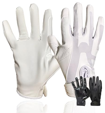 SDukes Prime 2.0 American Football Handschuhe Gloves Receiver Empfänger (Weiß, L)