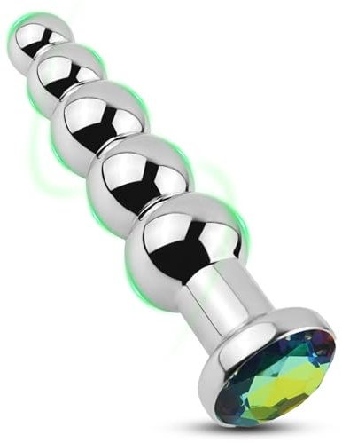 AMZII Metall Analkugeln Analkette Buttplug mit 5 Anal Beads,Analplug für Frauen Männer,Edelstahl Anal Plug Anal Dildo Butt Plug Dildos Analspielzeuge,Sex Spielzeug für die Männer Frau Paare (Grün)
