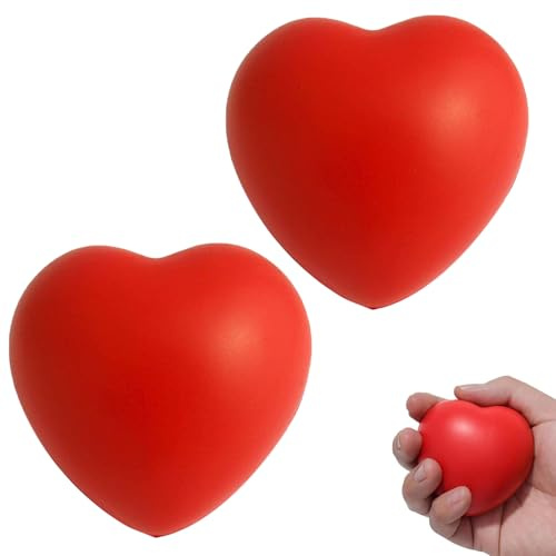 Asitanie Handtrainer Ball 2 Stück Handmassageball Herzform Generisch Handtrainer Ball Durchmesser 7 cm Anti Stress Bälle für Die Hände Wird Zum Grifftraining Und Zum Stressabbau Verwendet(Rot)