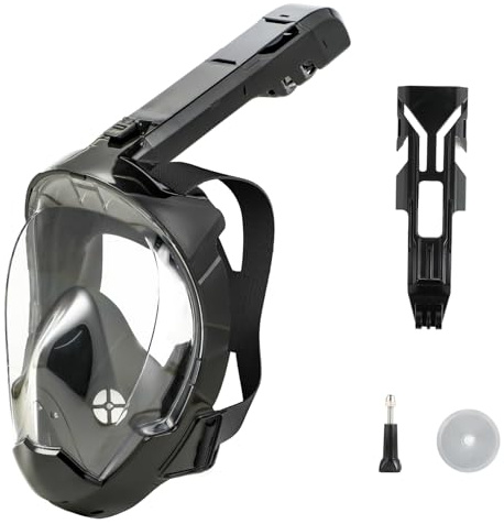 Máscara Snorkel Adulto 180° con Doble Flujo de Aire y Soporte para Cámara – Diseño Antiempañante y Cómodo para Buceo y Snorkeling - S/M