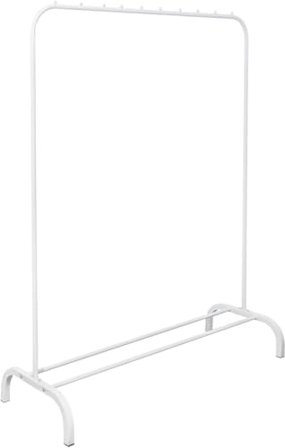 Generisch Freistehender Kleiderständer aus Metall - Mit Schuhregal & Lagerregal - Garderobenständer für Schlafzimmer & Wohnung (Weiß)