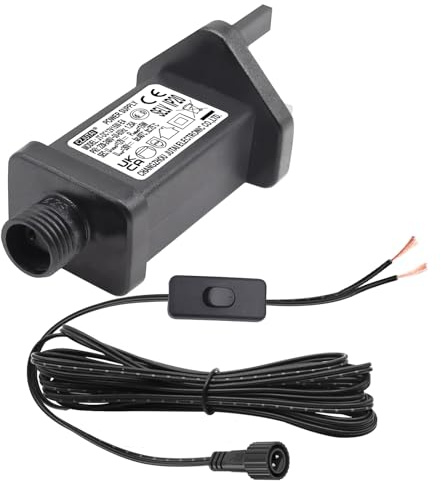 12V 15W LED Transformer Power Adapter for CZJUTAI JT-DC12V 15W Christmas Lighting With a 3 Meter Cable and 1-Click Button Switch On Power Cord [U3TX]