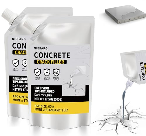 Concrete Crack Filler for Driveway, High Elasticity Cement Crack Filler, Self Leveling Quick Drying Sealing Adhesive for Outdoor, Patio, Waterproof (35.3 Floz)