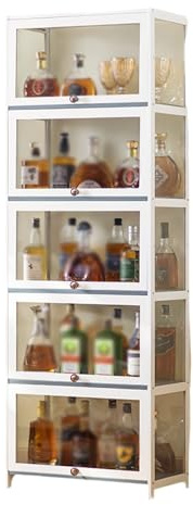 Bar-Vitrine, hoher Weinschrank mit Bambus und transparentem Acryl, Klappen-Design, optionale Breite 60/80 cm, staubdichte Küche, Speisekammer
