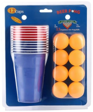 ueqtuiof 24Pcs Gobelet Beer Pong Jeux Boire,12 Gobelets en Plastique Bleu Et Rouge,avec 12 Balles De Ping-Pong,Gobelets Réutilisables pour Jeux à Boire,Fêtes,Anniversaires,Festivals,Mariages,Camping