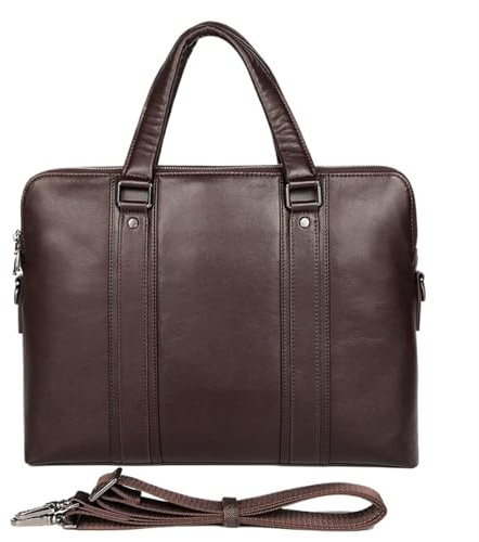 Aktenkoffer Herren Leder Aktentasche Männer Business Tasche 15,6 Laptop 14 Männliche Büro Dokument Datei Fall Schulter für College Büro Arbeit(Style 2 Coffee)