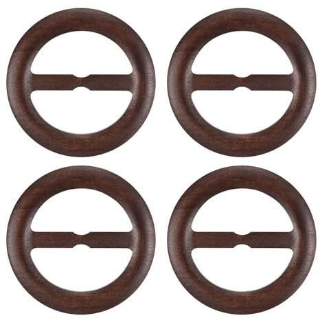 QUARKZMAN 4 Pcs Clip Per T-Shirt, 80mm Anello In Legno Per Sciarpa Clip Tonda Cerchio Fibbia Moda Angolo Abbigliamento Bottone Annodato Per Decorazione Abiti In Seta Donna, Marrone Scuro