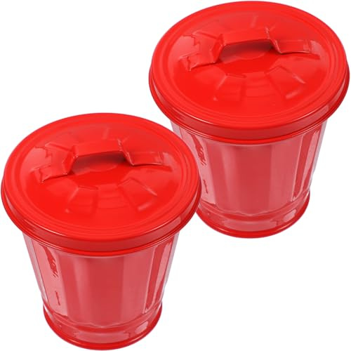 MUSISALY Secchio Spazzatura Zincato 2 Pezzi Coperchio, Mini Bidone in Ferro per Stoccaggio Rifiuti da Tavolo, Cestino Bagno e Ufficio