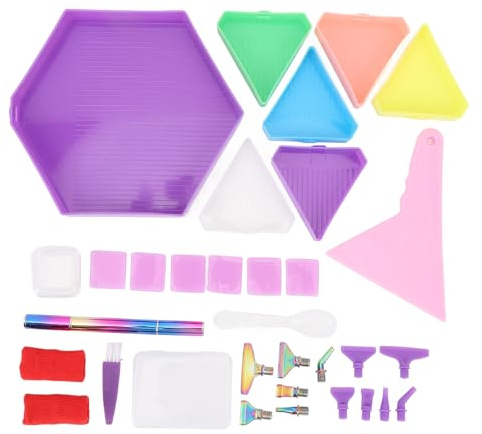 Kit de pintura artística con diamantes de imitación, juego de 32 piezas con clasificador de bandeja hexagonal, puntas de bolígrafo de plástico de acero inoxidable para