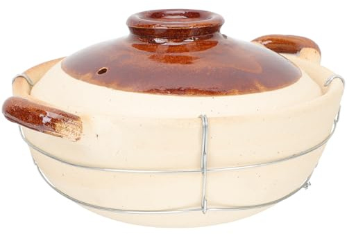 INOOMP Olla para Cocinar en Casa 0.5L Diseño Sola Pieza y Tapa Ventilación, Cazuela de Barro para Guisos y Arroz para Sopa, Utensilio Doméstico
