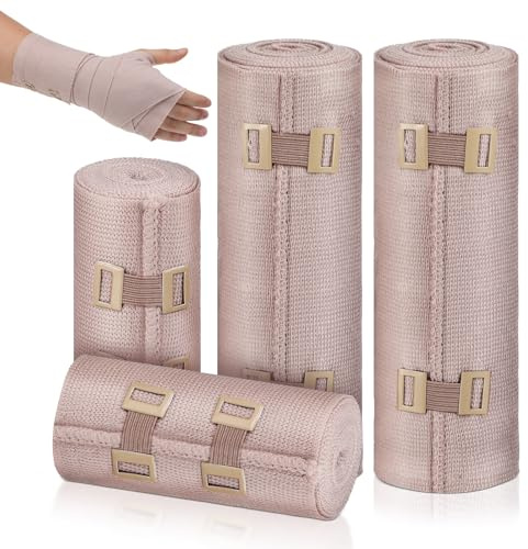 Sportbandage 4 stücke Elastische Medizinische Bandagen Wrap Kompressionsrolle mit Extra Metall Clips Sport Liefert (2 * 10 CM Breite und 2 * 15 CM Breite)