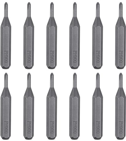 sourcing map Lot de 12 embouts de tournevis cruciformes PH000 avec tige hexagonale de 28 mm de longueur en acier S2 magnétique pour réparation de précision électrique